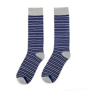 Navy Striped Groomsmen Socks, Personalized Navy and White Socks for Wedding Party, Wedding Socks for Groomsman Best Man Groomsmen and Groom