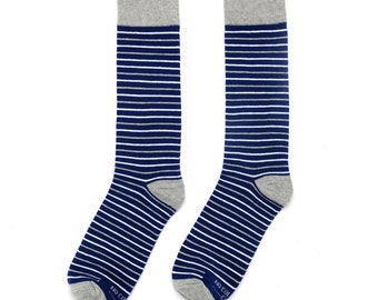 Navy Striped Groomsmen Socks, Personalized Navy and White Socks for Wedding Party, Wedding Socks for Groomsman Best Man Groomsmen and Groom