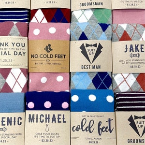 Groomsmen Socks and Personalized Sock Labels, Dress Socks for Groomsmen, Fun Wedding Socks Gift for Groomsmen Proposal