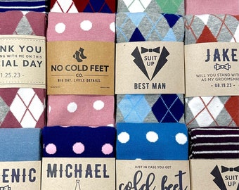 Chaussettes pour garçons d'honneur et étiquettes personnalisées, chaussettes habillées pour garçons d'honneur, cadeau de chaussettes de mariage amusantes pour garçons d'honneur