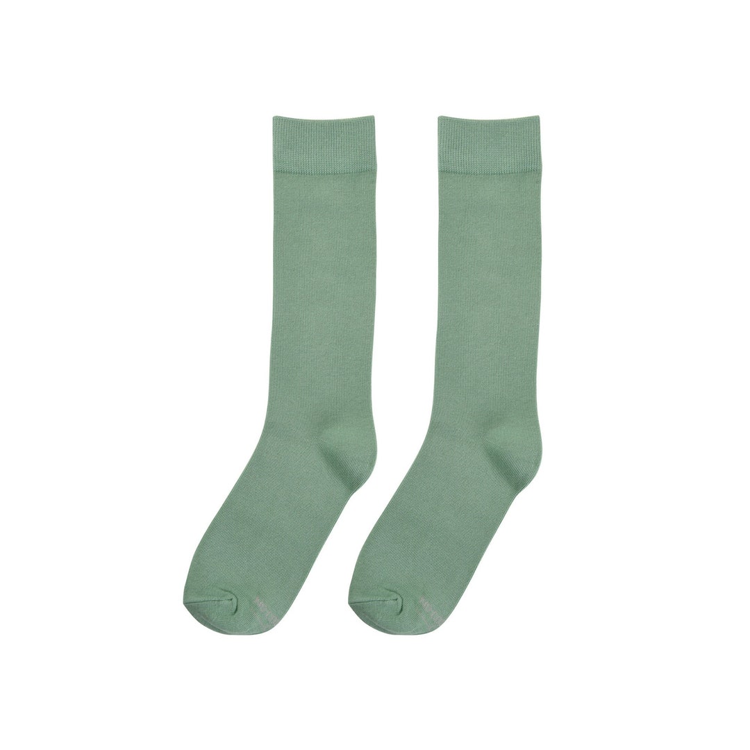 Sage Green Men's Dress Socks, Solid Sage Groomsmen Socks for Wedding, Eucalyptus Green Men's Socks with Custom Label