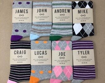 Groomsmen Socks Gift, Groomsman Proposal Socks for Wedding, Wedding Socks for Groomsmen, Will you be my Groomsmen Sock Labels, Groom Socks