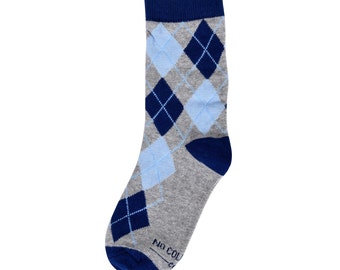 Blue Argyle Kids Socks for Ring Bearers, Blue Socks for Wedding, Matching Socks for Groomsmen and Ring Bearers, Blue Kids Dress Socks