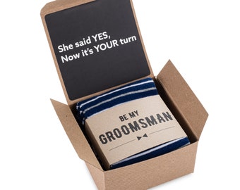 She Said Yes Groomsmen Proposal Box with Groomsmen Socks and Sock Labels, Asking Groomsmen Wedding Socks