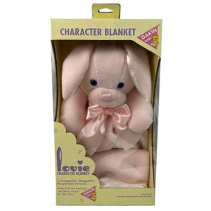 Vintage Dakin Baby Lovie Pink Bunny Satin Trim Security Blanket Plush Lovey Etsy UK