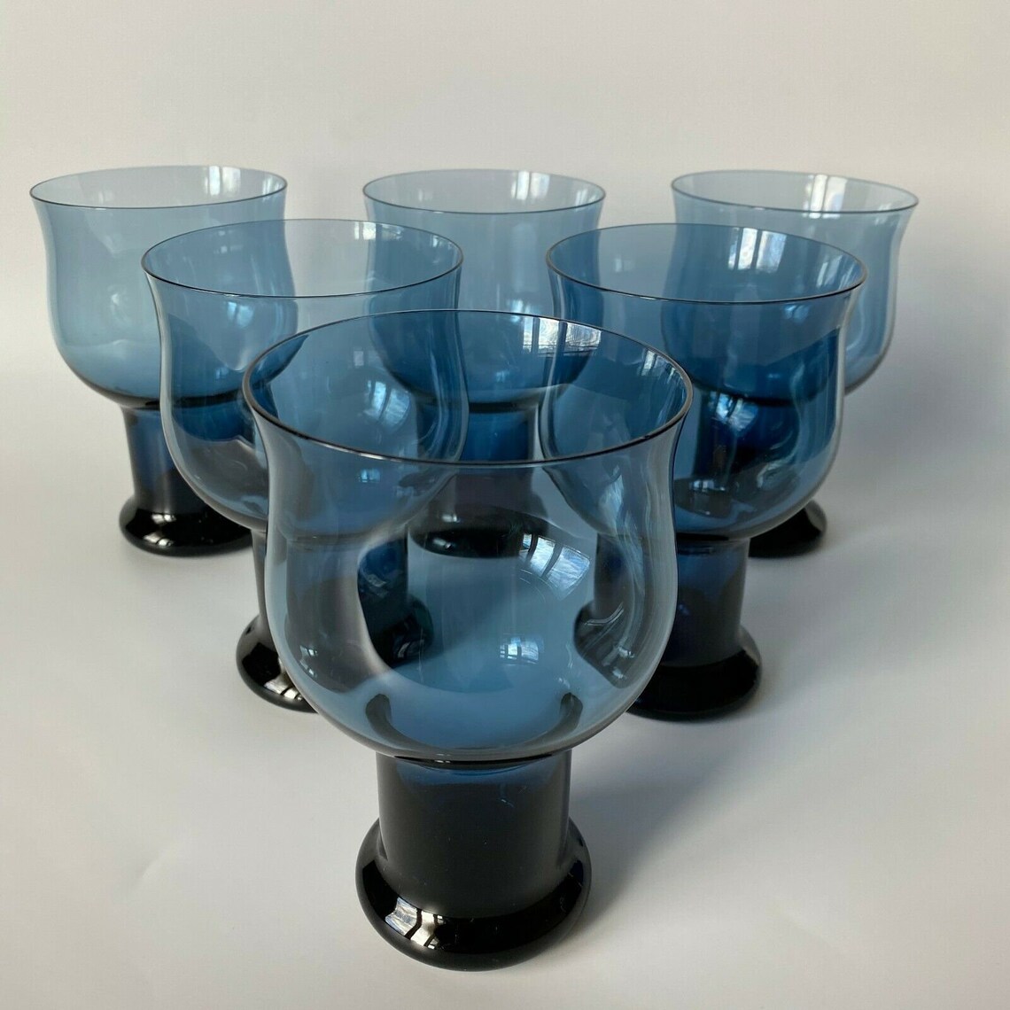 Lenox Crystal Clarion Blue Water Goblets Vintage 80s Set of 6 Etsy