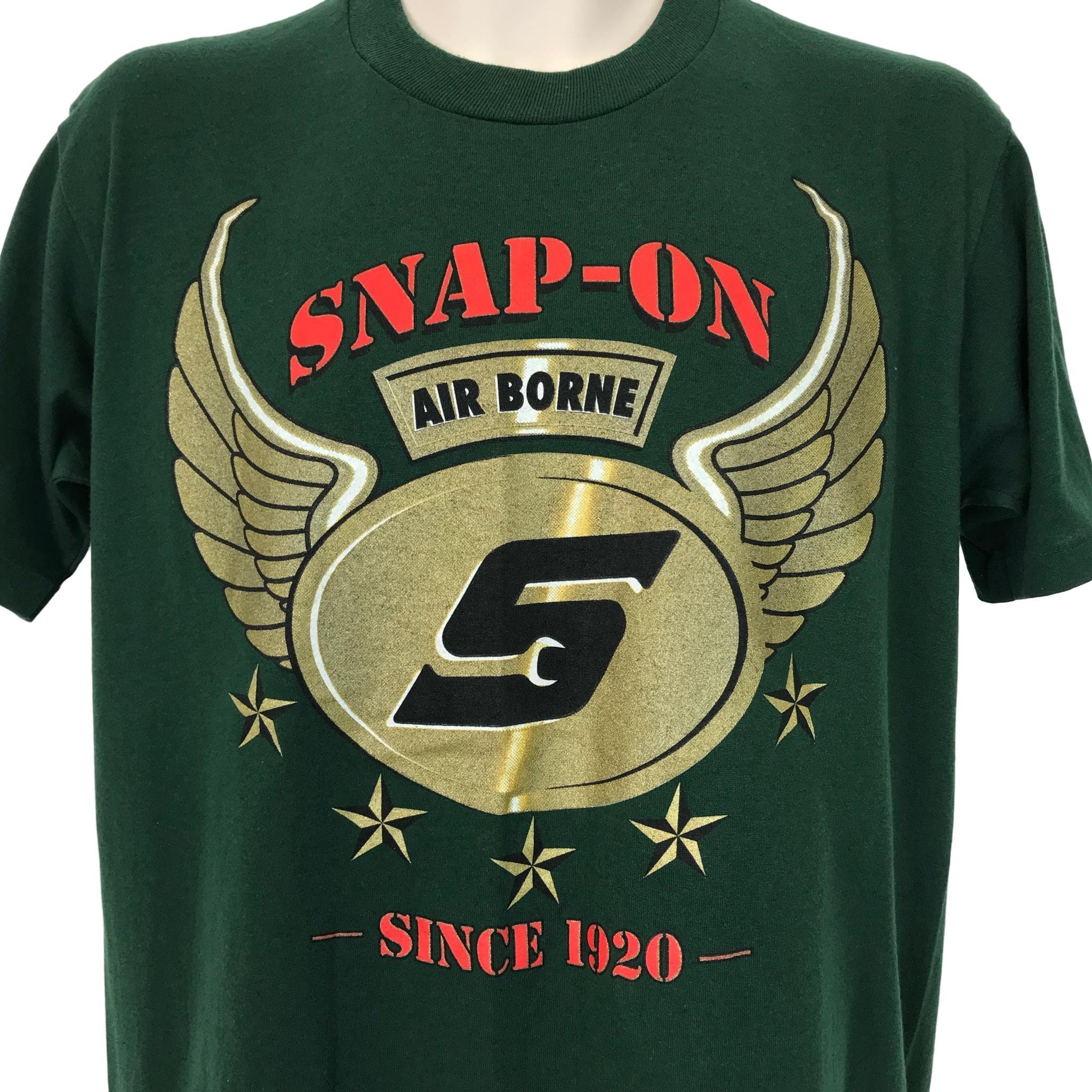 Vintage Snap-on Tools Mens Size L Green T-shirt Air Borne Wings