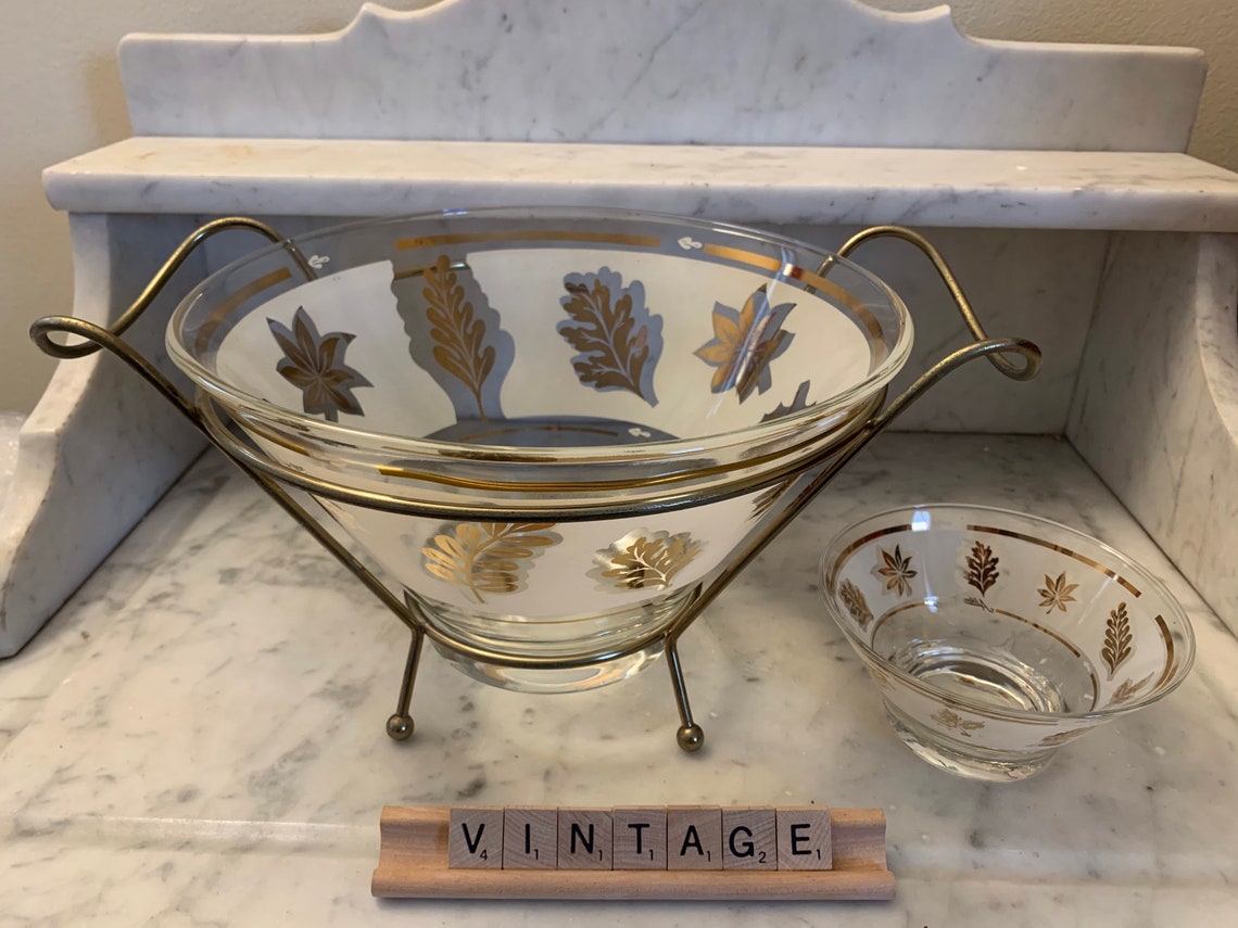 Vintage Chip and Dip Bowl in Cradle Etsy UK