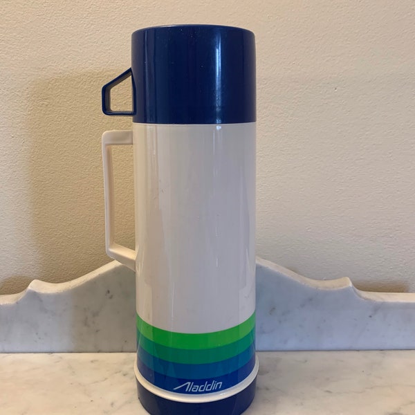 Vintage Beige and Blue Aladdin Thermos