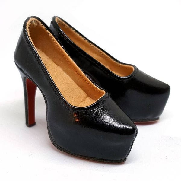 Black & Shiny Red Platform Pumps for Minifee A-Line - "Marilyn"