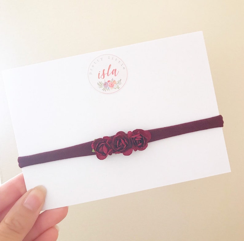 Burgundy triple flower crown Autumn hairband