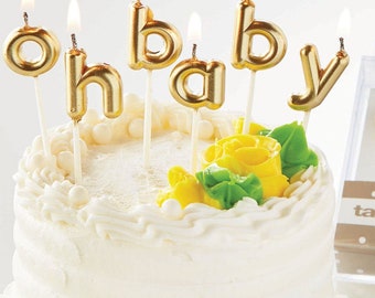 Oh Baby Gold Cake Topper Candle Set