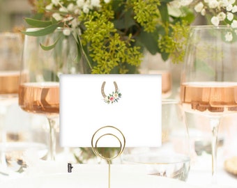 Derby Flat Place Cards Ivory and Blush Horseshoe