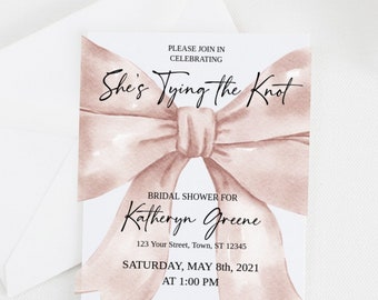 She's Tying the Knot Editable Bridal Shower Invitation