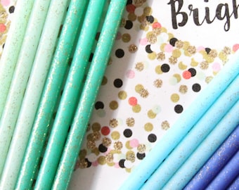 Mermaid Birthday Candles, Green and Blue Glitter Birthday Candles, Tall Skinny 30th Birthday Candles, Party Supplies, Bookish, Under the Sea