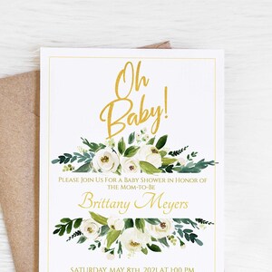 Greenery Baby Shower Invitation - Oh Baby - Printable