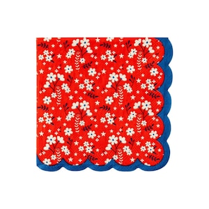 Red Americana Floral Cocktail Napkins - Inauguration Party Supplies