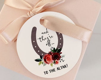 And They're Off...to the Altar Favor Tages - Derby Bridal Shower  (Set of 10)