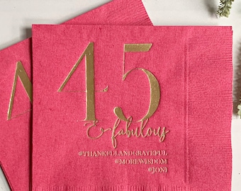 Personalized Birthday Cocktail Napkins - With Hashtags