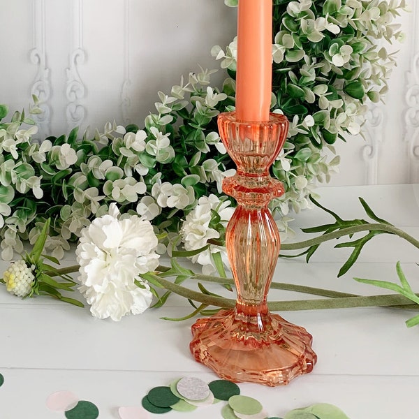 Orange Glass Candle Holder Etsy