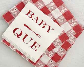 Baby Que Napkins: Red Foil BBQ Shower Cocktail Napkins (Set of 16)