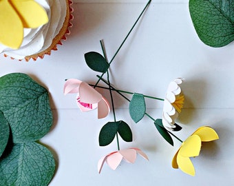 Baby in Bloom - Paper Flower Cupcake Toppers