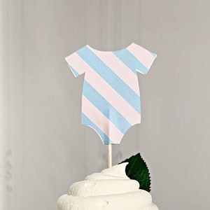 Gender Reveal Blue & Pink Baby Shower Cupcake Toppers - Set of 12