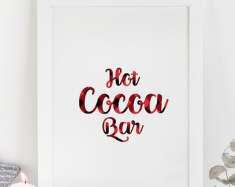 Hot Cocoa Bar Sign: Buffalo Plaid Christmas Print (PDF)
