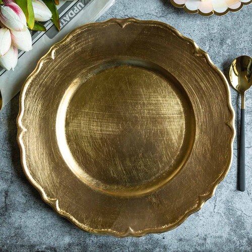 Set of 6 13 Gold Acrylic Charger Plates With Etsy