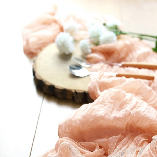 Blush Cheesecloth Table Runner