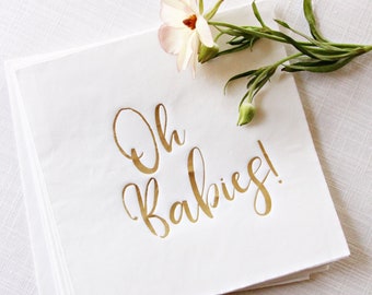 Oh Babies Gold or Rose Gold  - Twins Baby Shower Decorations & Elegant Tableware