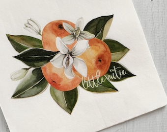 Little Cutie Baby Shower Luncheon Napkins: Watercolor Clementines, 16 Count