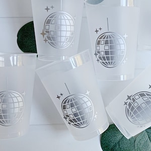 Disco Ball Frosted Cups: Retro Bachelorette Party Decor, Set of 8