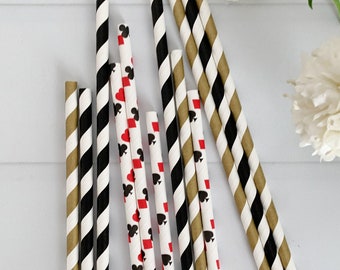 Alice in Wonderland Paper Straws: Lucky in Love Party Decor - Set of 12