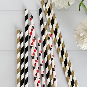 Alice in Wonderland Paper Straws: Lucky in Love Party Decor - Set of 12