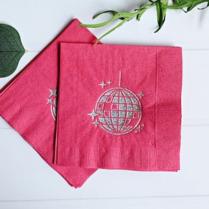 Disco Ball Cocktail Napkins - Hot Pink