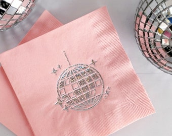 Disco Ball Cocktail Napkins - Pink