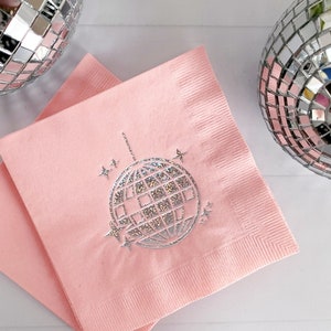 Disco Ball Cocktail Napkins - Pink