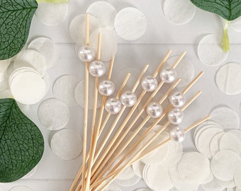 Charcuterie or Martini Picks - White Pearl - for Cocktails, Appetizers and Dessert Picks