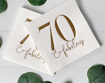 70 & Fabulous Cocktail Napkins - Gold Foil