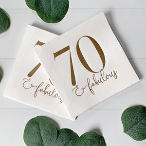 70 & Fabulous Cocktail Napkins - Gold Foil