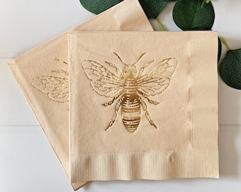 Gold Honey Bee Luncheon Napkins - Elegant Party Decor, Set of 16