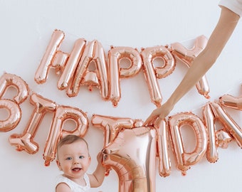 Happy Birthday Letter Balloons Rose Gold