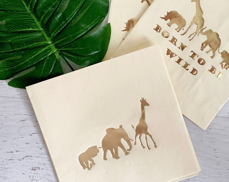Safari Baby Shower Napkins Luncheon Gold Foil