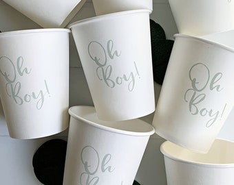 Oh Boy! Cups - Sage on White