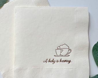 A Baby is Brewing Cocktail Napkins | Coffee Baby Shower Decor
