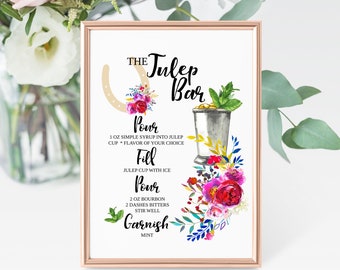 Derby Party Mint Julep Bar Sign, Downloadable File Only