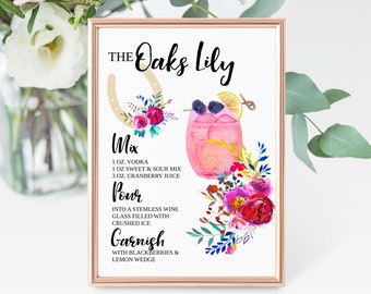 Oaks Lily Bar Sign Gold, Downloadable File Only