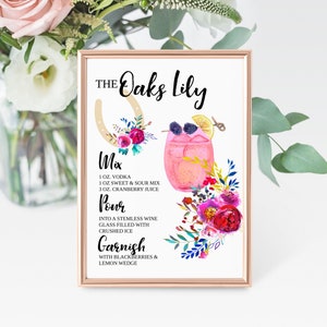 Oaks Lily Bar Sign Gold, Downloadable File Only
