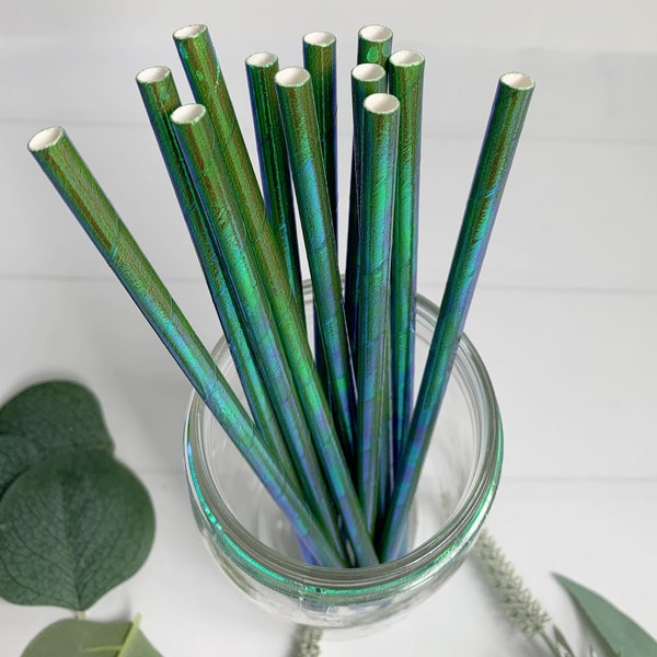 Emerald Green Iridescent Straws